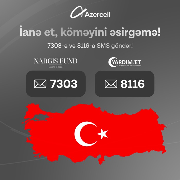 "Azercell"dən Türkiyəyə DƏSTƏK